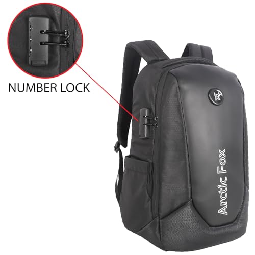Image of Arctic Fox Ranger Anti-Theft Backpack with USB Charging Port | 35 Ltr Capacity | Multipurpose Backpack |Rain Cover | Number Lock | 15.5 Inch Laptop Backpack (Black)