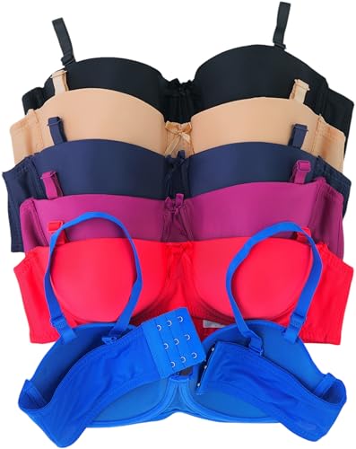 Image of ToBeInStyle Women's Pack of 6 Padded Assorted Styles Supportive Bras Cup Size - A to DDD