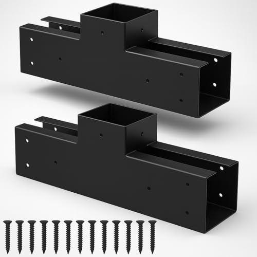 TROPTOLKY Woodwork Pergola Kit 2 Pcs- Post and Beam T Brackets - Modular Sizing Pergola Brackets Hardware fit for 4 x 4 Lumber, Heavy Duty