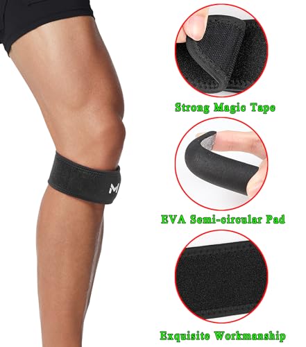 Image of 2 Pack Patellar Tendon Support Strap for Knee Pain Relief, Tendonitis, Patella Knee Brace with EVA Semi-circular Tube, Patella Bands for Basketball, Running, Hiking, Tennis, Squats (Black, Knee(11 inch-15 inch))