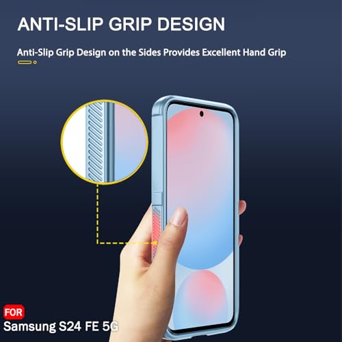 Image of TheGiftKart Liquid Silicon Back Cover Case for Samsung Galaxy S24 FE 5G | Shockproof Military Grade Protection | Micro-Fibre Cloth On Inner Side | Anti-Slip Grip Cover for Samsung S24 FE (TPU, Blue)