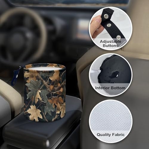 Image of Dead Branch Mini Car Trash Bin with Adjustable Buttons Car Garbage Can Multipurpose Cars Storage Bag Collapsible Reusable
