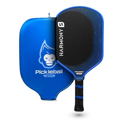 Pickleball Apes Harmony Series S Pickleball Paddle Racket for Men and Women Carbon Fiber Honeycomb Core Fiberglass Walls 16.5mm Thickness Leather Grip Lightweight USAP Approved Cover Included