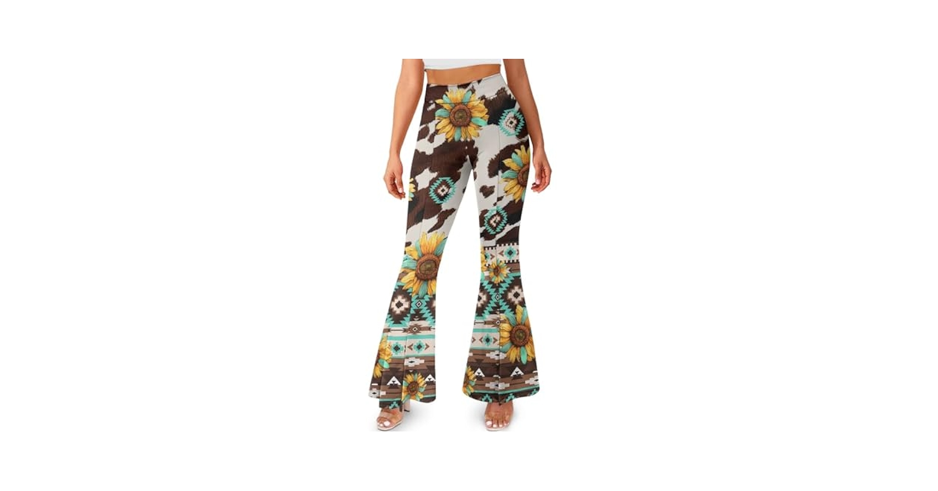 Amazon.com: ZIATUBLES 80s 90s Hippie Flower Print Yoga Pants