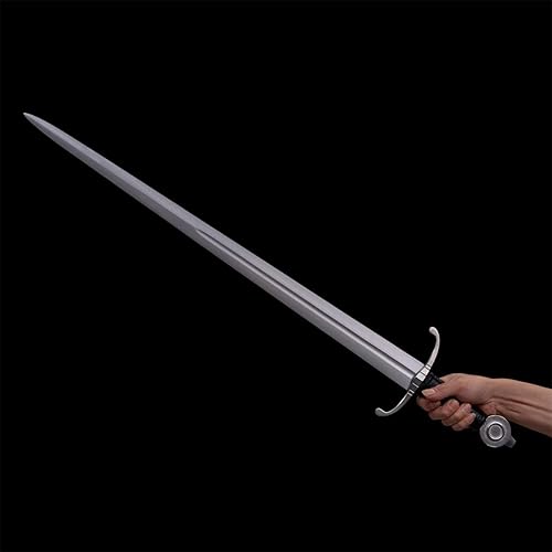 Miniatura 9 de Caballero medieval hecho a mano de 92 pulgadas, espada bastarda armada vikingo real, remachada, con una sola mano, mano y media con vainafunda negra