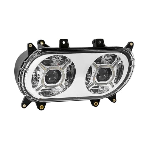 Dual Headlight Side Turn Signal Light Compatible with Harley Road Glide FLTRX 2015-2023 LED Motorcycle(B-Chrome-Headlight)