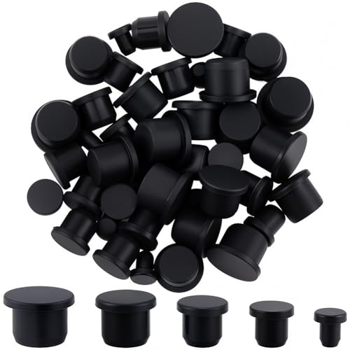 Image of GORGECRAFT 50Pcs 5 Sizes Silicone Stopper for Salt and Pepper Shakers 5.5 /8.3 /10.5 /12.5 /14mm Black Plug Stopper Replacement Insert Hole Plug Round End for Bottles Pipes Flower Pots Home Supplie