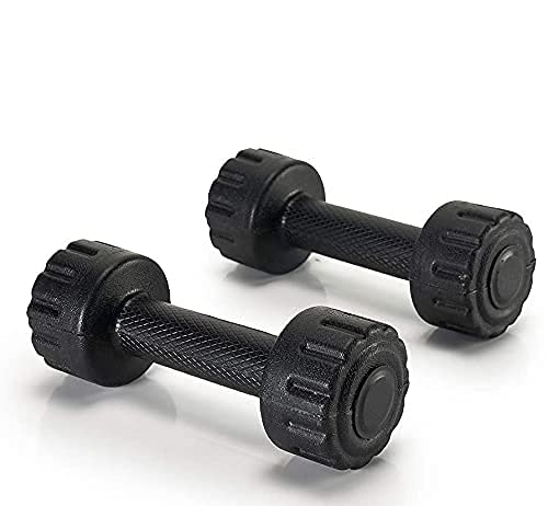 ARTINO 2Kg Pair PVC Dumbbells Set For Home Gym, Exercise & Fitness Dumbbell (Black) Fixed Weight Dumbbell (2kg X 2Pc)