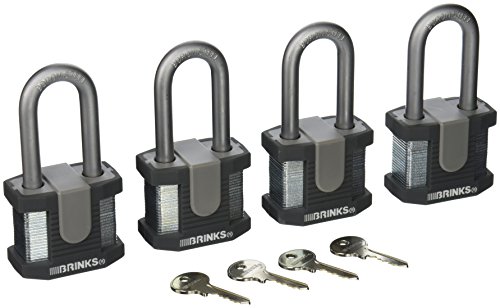 Brinks 672-52401 Commercial 50mm Solid Steel Lock with 2" Boron Shackle - 4-Pack