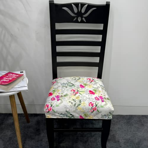 Image of Set of 6 Stretchable Dining Chair Covers, Universal Fit Washable Seat Slipcovers for Dining Room & Home Decor (Multicolor Floral)