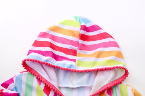 LUCKYGAL Pink Striped Girls Swimsuit Cover Up Kids Swim Coverup Terry Zip-Up Beach Pool Clothes,3t 4t3