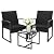 Bezseller 3 Pieces Patio Furniture Set, Outdoor Rattan Bistro Set with Coffee Table, Durable Steel Frame with Strapped Cushions for Garden, Balcony, Poolside, Backyard