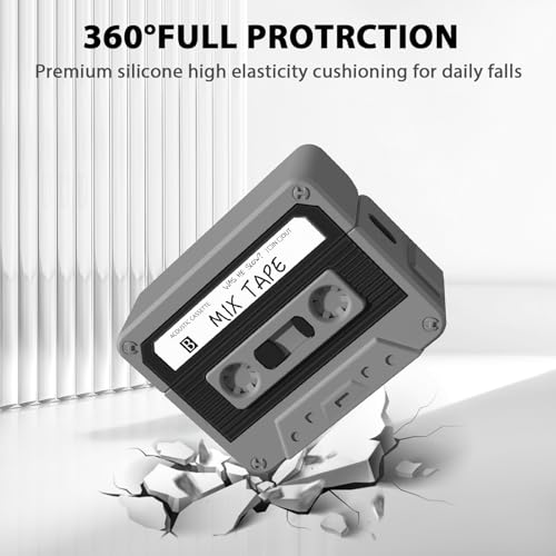 Image of AirPods Pro 2 Case Cover, KOREDA Funny Cassette Tape Design Case for Airpods Pro 2nd Generation /1st Generation (2023 /2022 /2019), Cute Cartoon Fashion Silicone Protective Case for Women Men (Black)