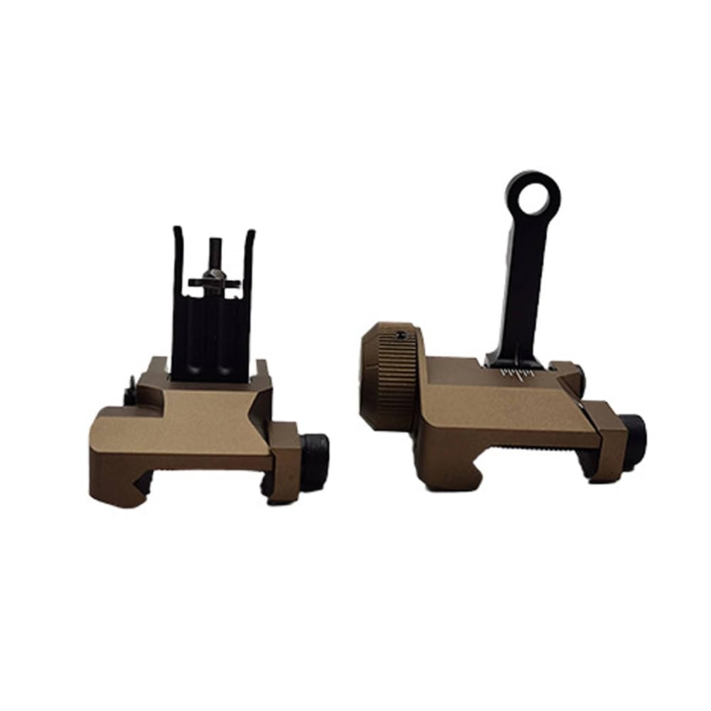 Front and Rear Folding Sight Set,Adjustable K30 Flip up Iron Sights,Double Aperture Front and Rear Back Up Scope for 20MM Rails Mount,Sand&Black