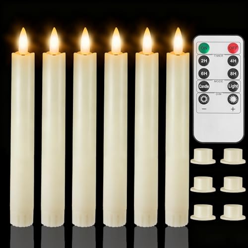 wiipara 6 Stück Flackernde LED Stabkerzen mit Timerfunktion,...