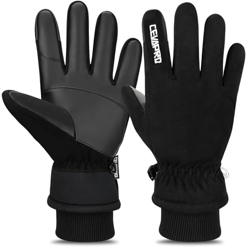Cevapro Thermal Gloves for Men and Women, Winter Gloves with Anti-loss Buckle Non-slip Warm Touch Screen Glove for Cycling Driving Running