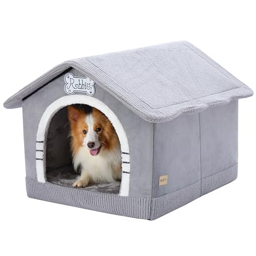 Jiupety Hundehöhle Hundehütte Indoor mit Rahmen, Gemütliche Hundehaus für Drinnen, Hundebett mit Dach für 11-27 kg, 2XL Größe 76x66x64 cm, Grey Jiupety Hundehöhle Hundehütte Indoor mit Rahmen, Gemütliche Hundehaus für Drinnen, Hundebett mit Dach für 11-27 kg, 2XL Größe 76x66x64 cm, Grey