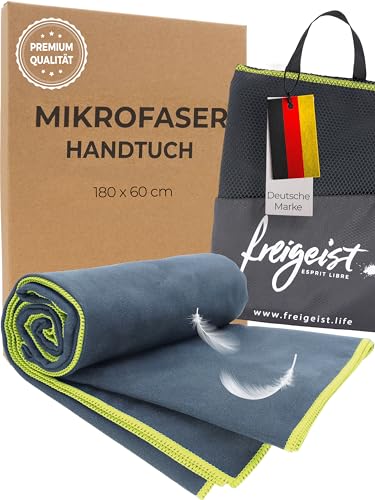 freigeist® Mikrofaser Handtuch | Microfaser Badetuch Groß | Super Strandtuch Mikrofaser | perfekt als Sporthandtuch | 160x80 cm (Schwarz|Gelb)