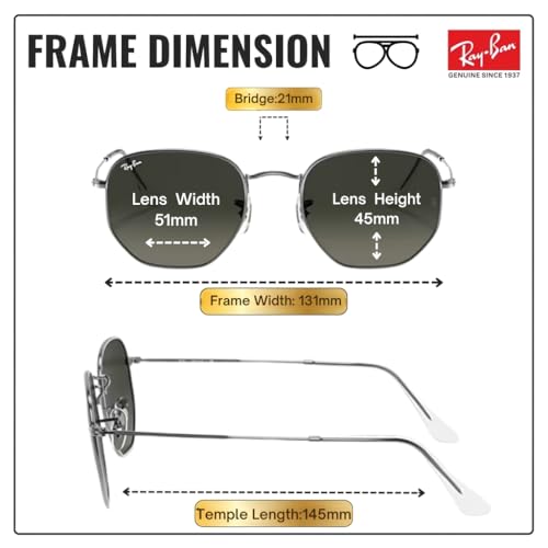 Image of Ray-Ban RB3548N HEXAGONAL FLAT LENSES Square-Round Shape Sunglasses for Men & Women with Official Eyewear Kit