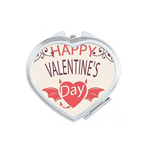 Miroir de poche Saint-Valentin avec coeur rouge diable et ailes de marque DIYthinker