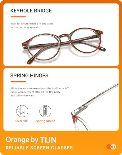 TIJN Blue Light Blocking Glasses Men Women Vintage Thick Round Rim Frame Eyeglasses