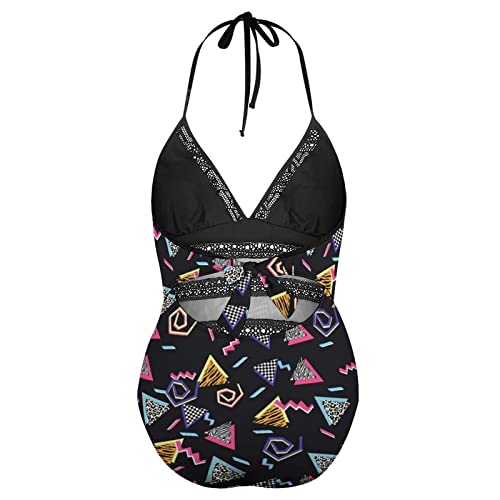 Yiftd Womens Plus Size One Piece Swimsuit 80S 90S Tummy Control V Neck Backless Bathing Suit Mesh Monokini Swimwear 2Xl #TOP4