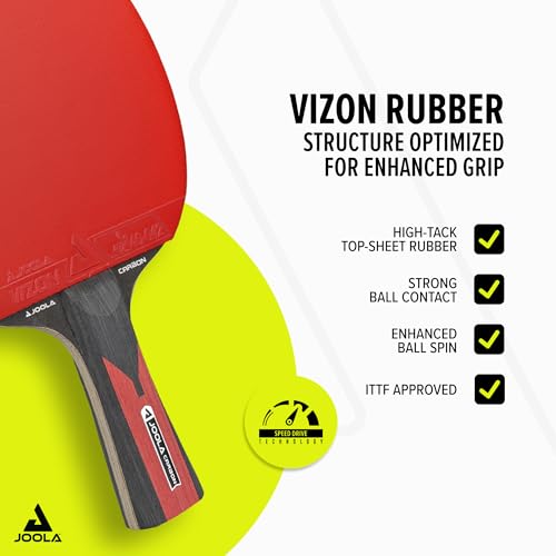 JOOLA Carbon Tischtennisschläger ITTF zugelassener Profi Tischtennis-Schläger für Fortgeschrittene Spieler - Carbowood Technologie, Speed, 5-teilig
