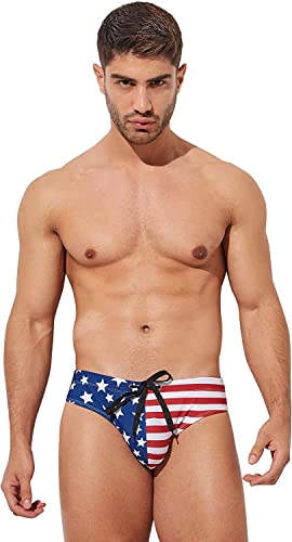 Men's American Flag Patriotic Swimwear Fourth of July Stars & Stripes Swim Briefs4
