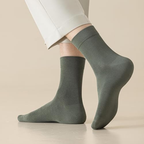 6 Pairs Silk Crew Socks for Mens, Soft Autumn Winter Socks Casual Mens Trouser Socks Size 7-114