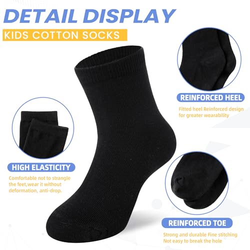 WEVIAS Kids Crew Socks Boys Cotton Black White Grey Athletic School Uniform Dress Socks 4 Pairs4