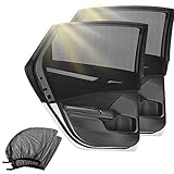 Auto Sonnenshutz Kinder, 2 Stück Universal Sonnenschutznetz Auto Baby, Sonnenblende mit Zertifiziertem UV Schutz für Baby Kinder, Autofenster Sonnenschutzrollos Heckscheibe