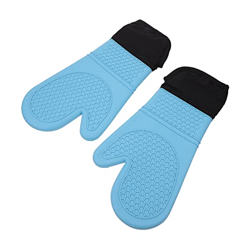 Cabilock 2 Piezas Guantes Anti escaldaduras Oven Gloves Lavar Platos Aparatos de Cocina Cable Mitones Manoplas de Horno Guantes de microondas prácticos Guantes de Horno Gel de sílice Blue