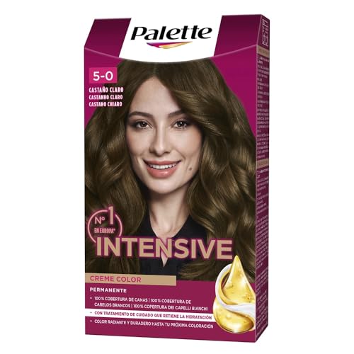 Schwarzkopf Palette Intensive Creme Color, Coloración Permanente de Cuidado con Aceite de Marula, Óptima Cobertura de Canas, Color Duradero, Palette Icc 5 Castaño Claro, 172.5 Mililitros