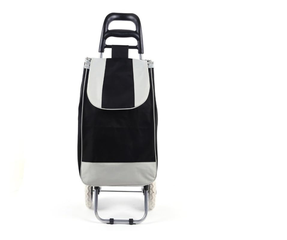 59L Folding Lightweight Shopping Trolley, Hard Wearing & Foldaway for Easy Storage, Large Shopping Trolley on 2 Wheels Shopping Cart (Black)