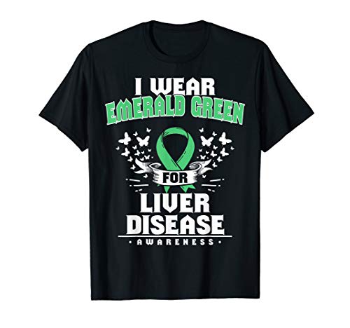 Gift for Liver Disease Patients - Emerald Green Ribbon T-Shirt