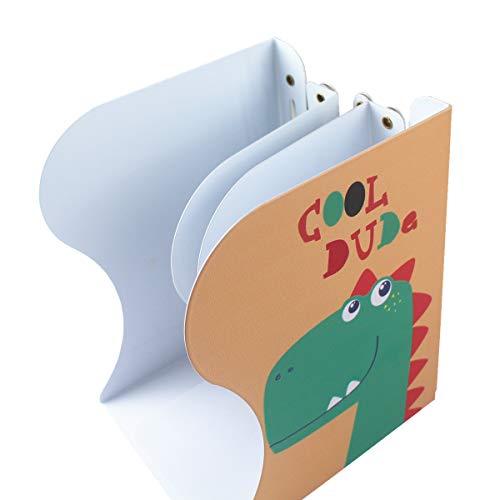 Citmage Adjustable Bookend Metal Dinosaur Pattern Bookends Non-Skid Heavy Duty Book Holder Stand Hold Books,Magazines,Cookbooks(5.7''x3.9''x7.4'') (Yellow-Green)