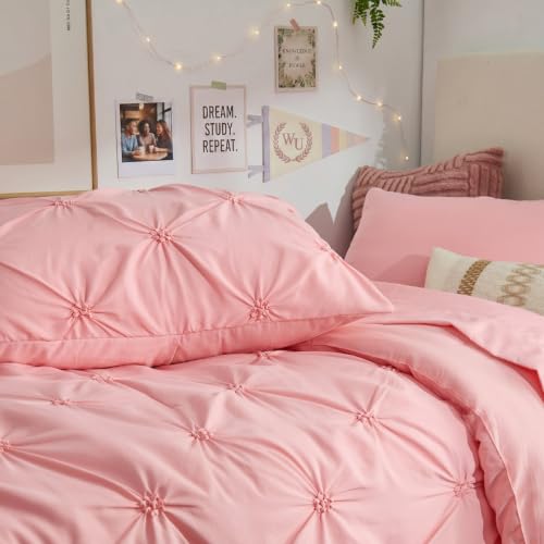 Image of BEDELITE Twin XL Comforter Set Pink,Lightweight & Soft Comforter | 5 Pc Bed in a Bag,Boho Bedding, Warm & Cute Bed Set for All Season,with Comforter,Flat & Fitted Sheets,1 Pillowcase & 1 Sham