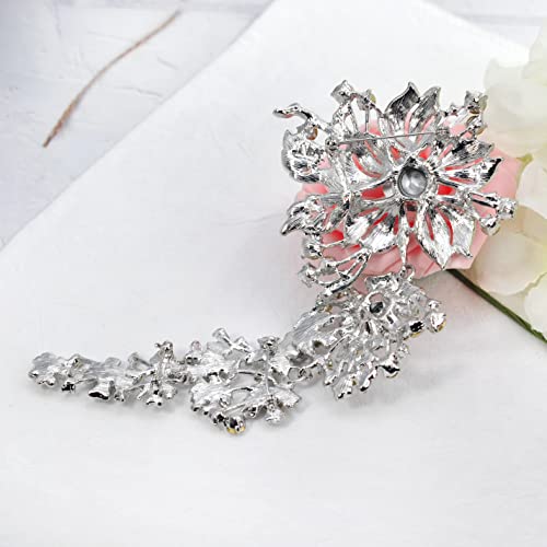 Image of Gyn&Joy 7.59 Inch Crystal Large Wedding Bouquet Brooch Pin