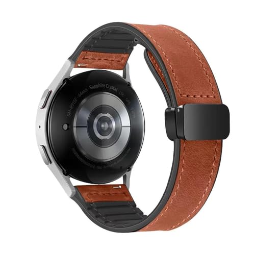Xiaomi Mi Band 9 Pro、Samsung、Huawei Watch5 gt54用レザーシリコン折りたたみ式ウォッチストラップ、ブラウン、Redmi Watch 5/4用