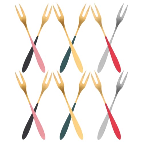 TOYANDONA 12piezas Tenedor de Postre de Acero Inoxidable para Tartas Frutas y Aperitivos Utensilios de Servir para Postre Ensalada y Cócteles