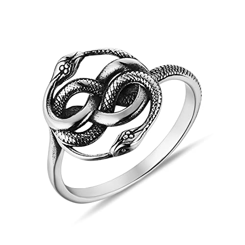 HZMAN Stainless Steel Snake Ring for Women Gothic Winding Animal Ring Jewelry Gift