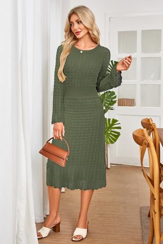 Image of Newshows Women's Hollow Slim Summer Fall Church Work Casual Sweater Dress