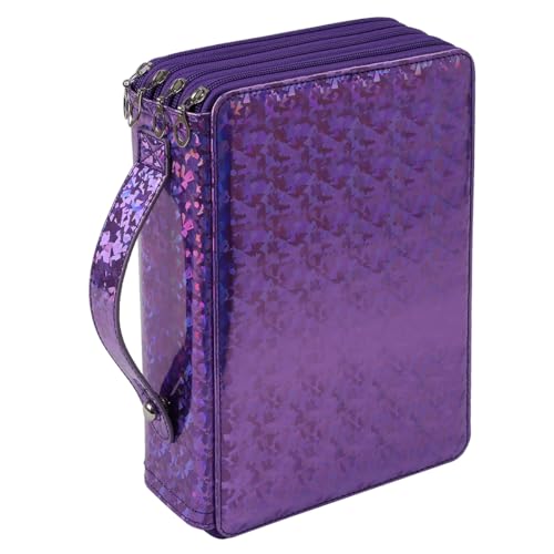 Image of Large Capacity Colored Pencil Case - 200 Slots PU leather with Zipper Closure Portable Organizer for Watercolor Pencils Ideal for Artists for Artists (Purple)