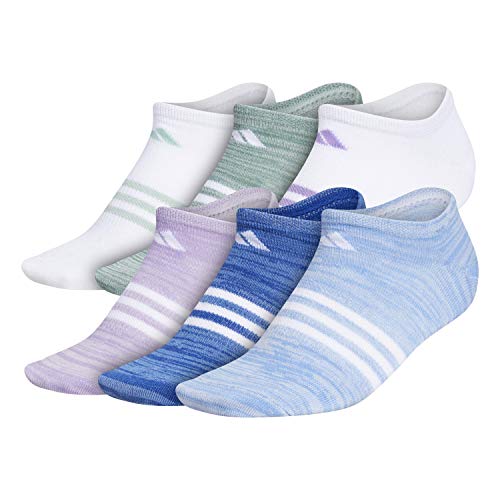 adidas Superlite No Show Socks (6-Pair),Sky Tint Blue - Real Blue Space Dye Team Royal Blue -,M