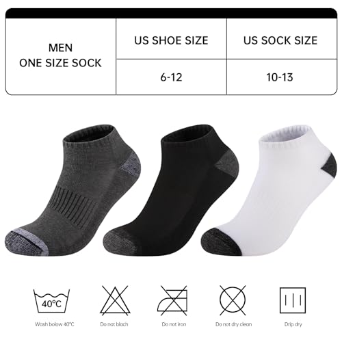 12 Pairs Mens Cushioned Ankle Socks, Comfort Low Cut Casual Socks2