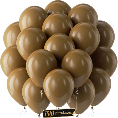Image of Pro Duralatex Brown Extra-Thick Balloons 120 Pack 10 inch | Jumbo Coffee Brown Balloons for Birthday Bridal Shower Wedding Graduation Anniversary Party Decorations