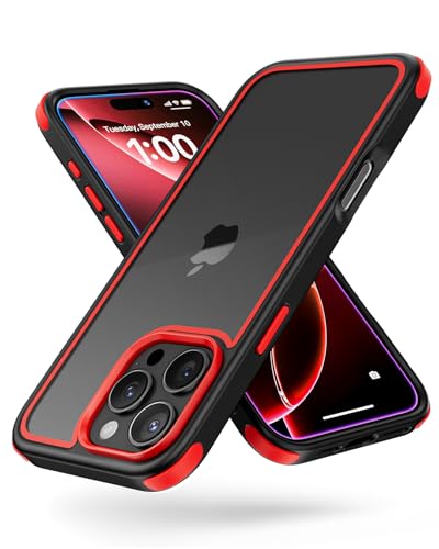 Mobnano Cover Compatibile Con Iphone 16 Pro Max, Sottile Antiurto Antigraffio, Protettiva Custodia Compatibile Con Iphone 16 Pro Max - Nero/Rosso