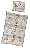 Öko Tex Standard 100 Tex idea Disney Bambi Bettwäsche 140x200cm,Kissen 70x90cm 100% Baumwolle Flanell warme Bettwäsche Bambi Hase Klopfer,0794