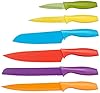 Amazon Basics Color-Coded Dishwasher Safe Kitchen 12-Piece Knife Set, 6 Knives with 6 Blade Guards, Multicolor, 13.88 x 4.13 x 1.38 inch #3