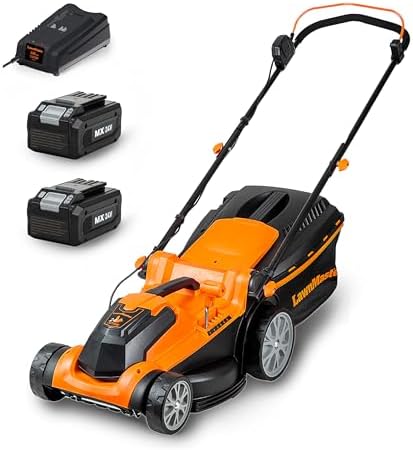 LawnMaster CLMF2437G Cortacésped con Batería 24V MAX 2x4.0Ah, 37c...